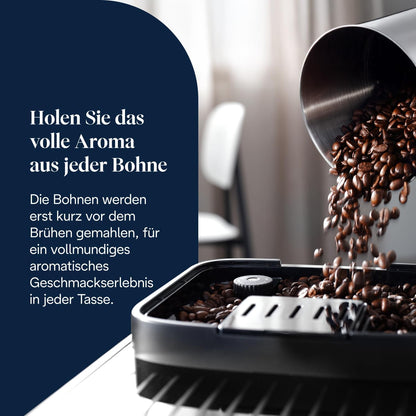 Magnifica Evo - Perfetto Kaffeevollautomat mit LatteCrema-Milchaufschäumer, 7 One-Touch-Getränke, Cappuccino, Espresso Kaffeemaschine, Soft-Touch-Bedienfeld, Schwarz (ECAM292.81.B)